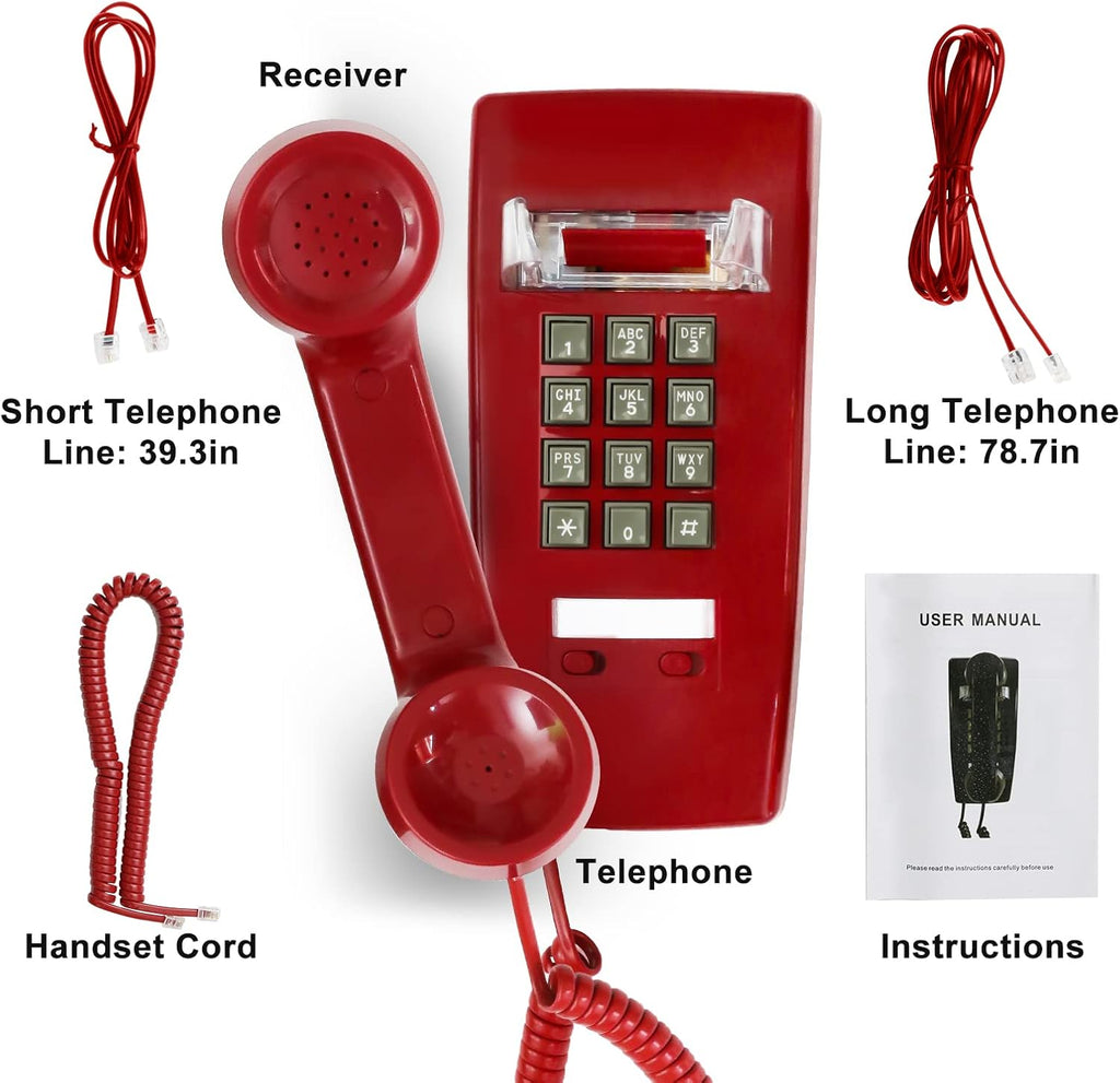 Retro Wall Mount Phone with Loud Mechanical Ringer Vintage Wall Phones for Landl