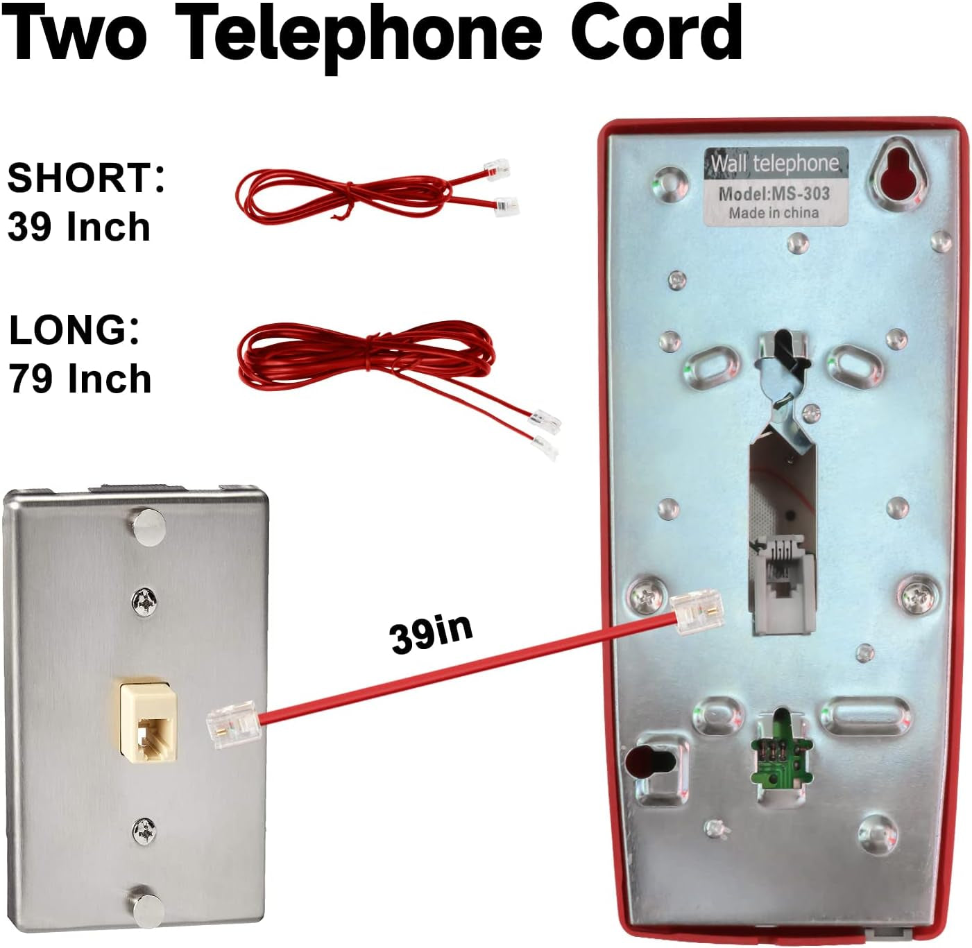 Retro Wall Mount Phone with Loud Mechanical Ringer Vintage Wall Phones for Landl