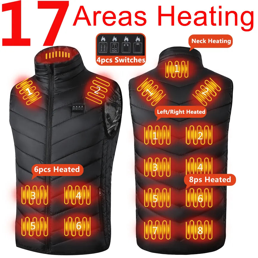 17/13/9 Heated Vest Zones Electric Heated Jacket Men Women Usb Electric Heating Vest Bodywarmer Heated Coat USB Heating Jacket