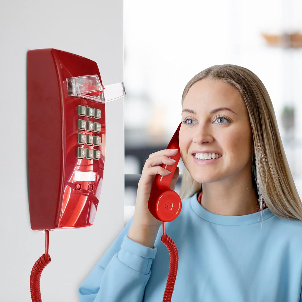 Retro Wall Mount Phone with Loud Mechanical Ringer Vintage Wall Phones for Landl