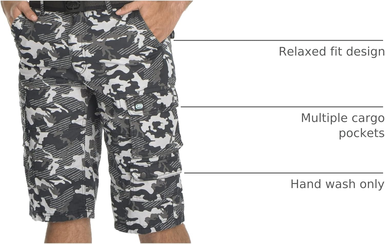 Ecko Cargo Shorts for Men – Twill Camo Mens Cargo Shorts with Belt Big and Tall
