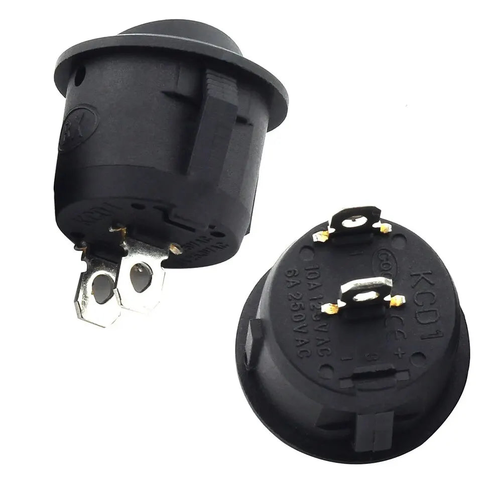 10Pcs SPST Snap-In On-Off 2 Pin round Snap Rocker Boat Switch Black AC 250V 6A 125V 10A for Household Appliances Replacement