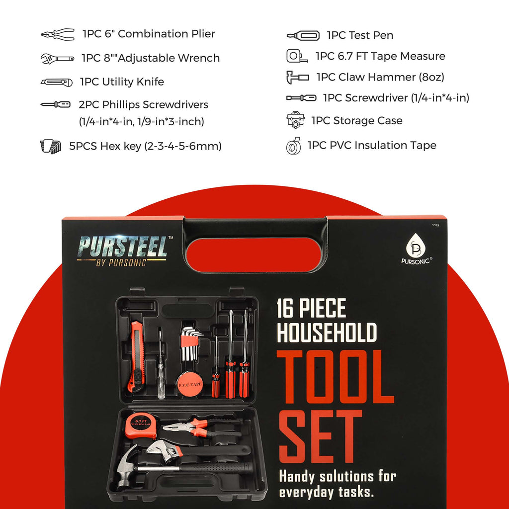 🛠️ Handy Solutions 16-Piece Tool Kit + Cordless Power Scrubber + 2-in-1 Mini Wireless Vacuum & Air Duster Bundle 🌟
