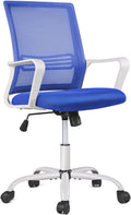 Ergonomic Computer, Home Wheels Mesh Office Desk, Mid Back Rolling Task Chair, Blue