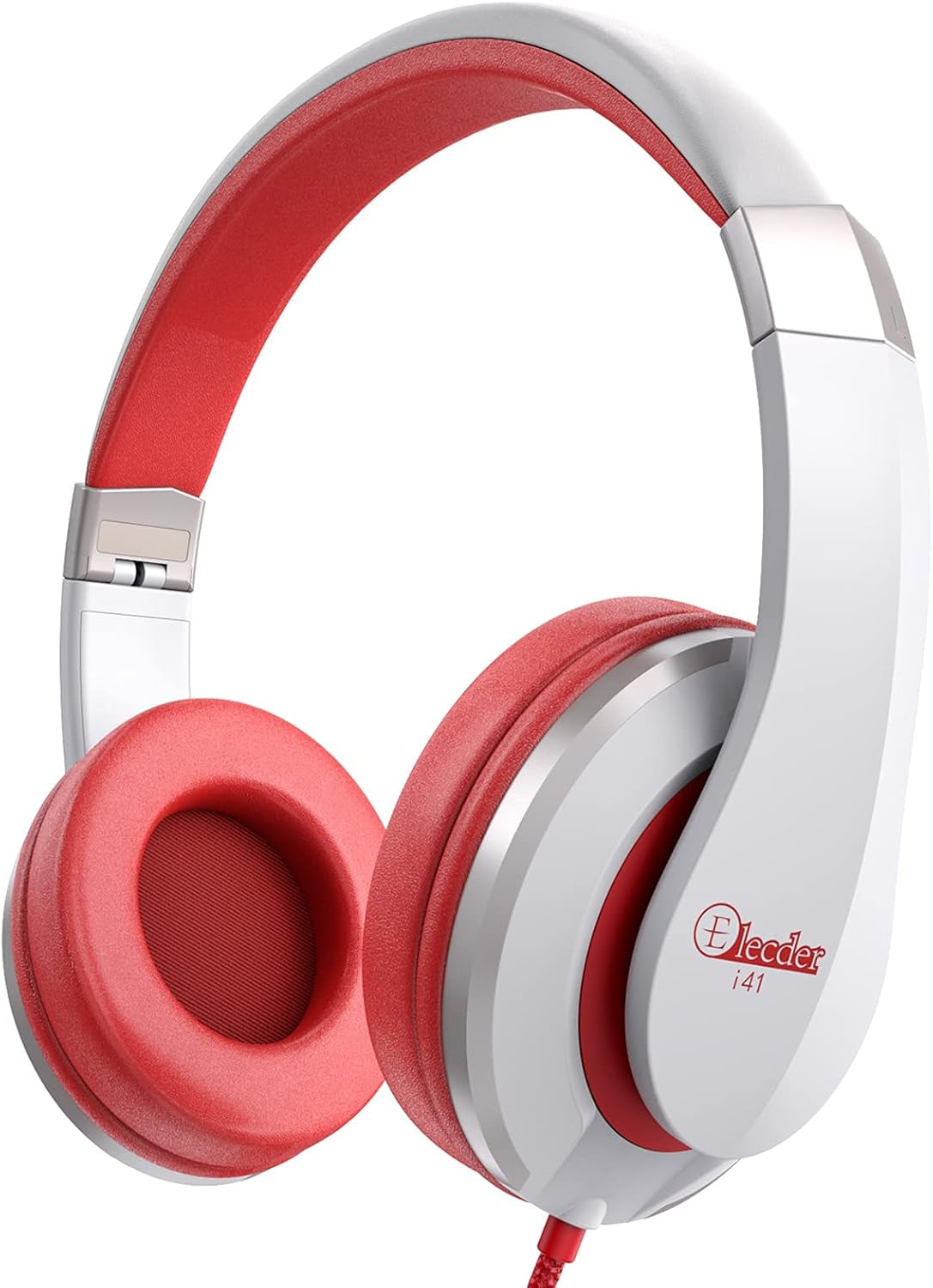 I41 Kids Headphones, on Ear Headphones with 3.5Mm Jack for Kids Children Girls Boys Teens, Foldable, Adjustable, Red