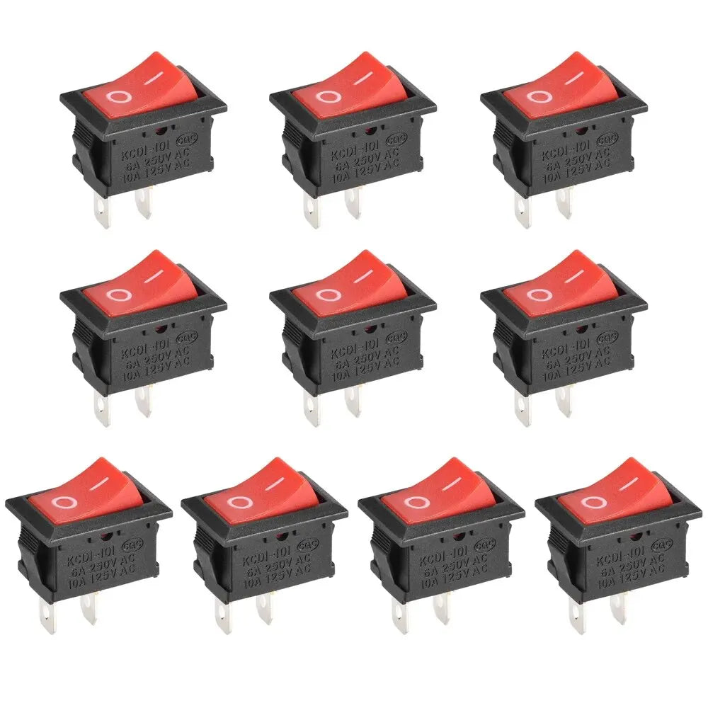 10Pcs SPST Snap-In On-Off 2 Pin round Snap Rocker Boat Switch Black AC 250V 6A 125V 10A for Household Appliances Replacement