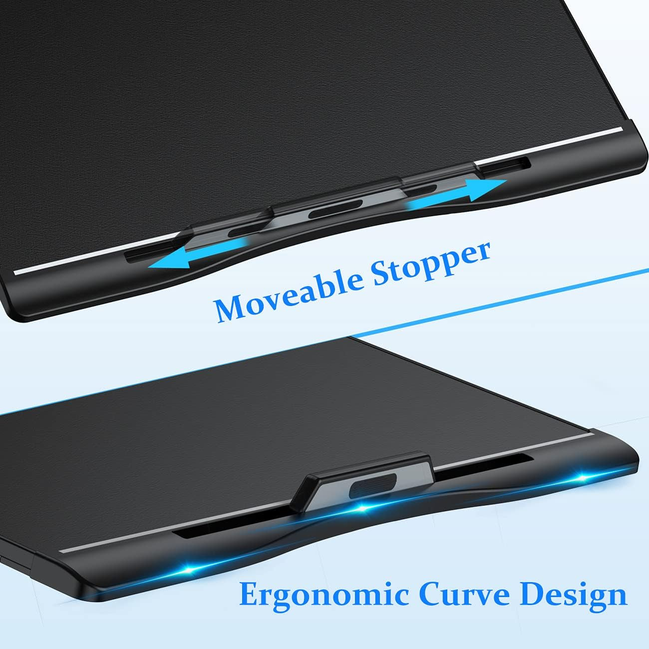 Laptop Bed Tray Desk, Adjustable PVC Leather Bed Table, Portable Laptop Stand with Foldable Legs for Bed Sofa Couch Floor (No Drawer,Black)